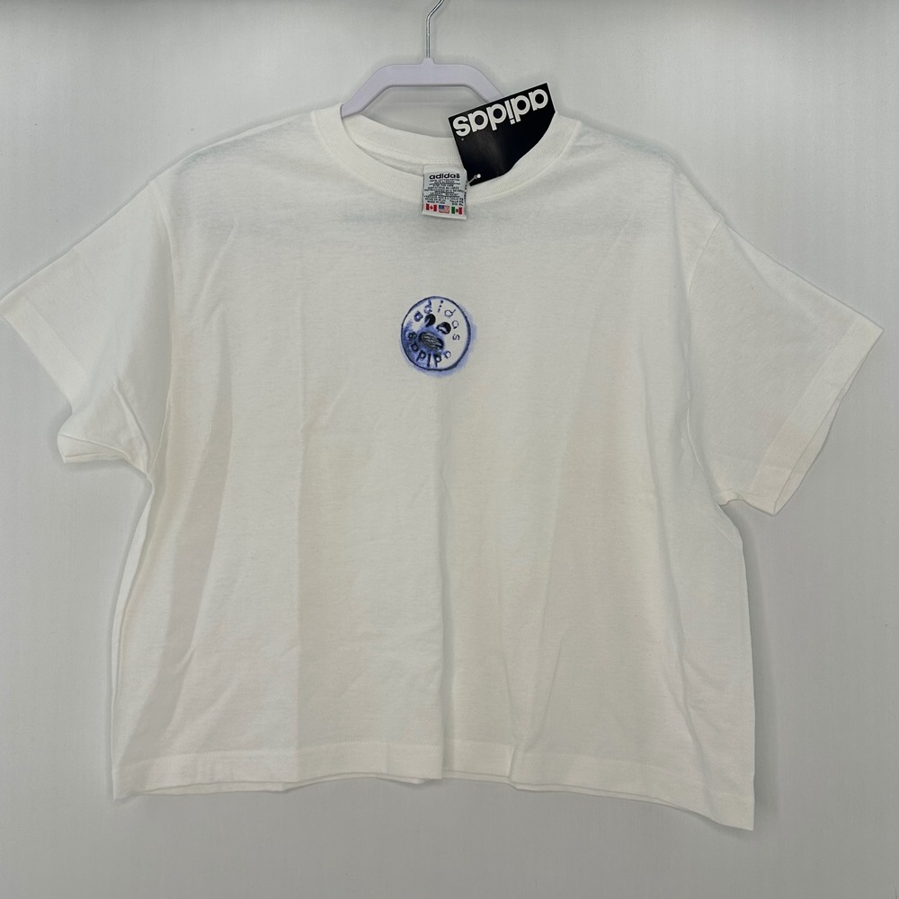 Vintage 1996 adidas Cropped T Shirt Wmn XL NWT Made USA 90s Y2K DEADSTOCK Rare